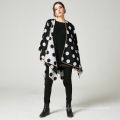 Hot selling fashion trend dot pattern jacquard weave women poncho cape shawl